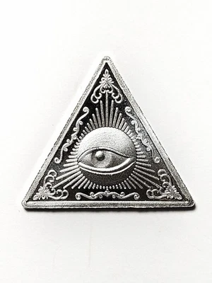 Barra de ojos piramidal triángulo plata fina Illuminati de 2 gramos .999 👀 Foto 1 de 4