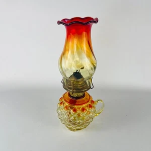 Vintage Amberina Kanawha Glass Oil Lamp 10” - Picture 1 of 7