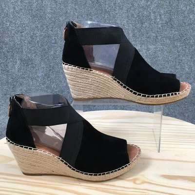 Gentle Souls Sandals Womens 8.5 Colleen Zip Ankle Strappy Espadrille Wedge Black - Image 1 of 4