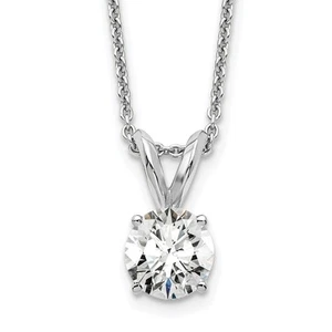14k White Gold 1/2 Ct Lab Grown Diamond Round Solitaire Pendant Necklace 18" - Picture 1 of 3
