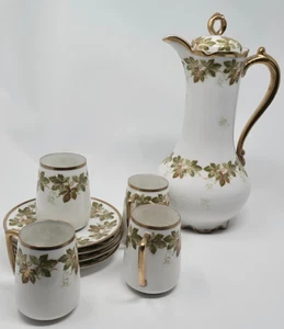 Limoges France Marshall Fields Porcelain Coffee Tea Chocolate Pot Autumn Gold - Picture 1 of 19