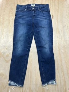 Jeans Paige Verdugo Crop 31 lavado oscuro dobladillo crudo elástico  - Imagen 1 de 6