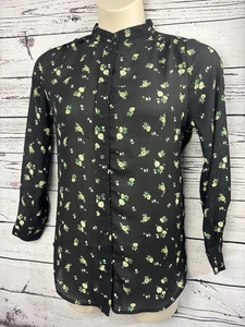 H&M Women's Black Yellow Floral Long Sleeve Button Shirt UK Small New with Tags - Picture 1 of 7