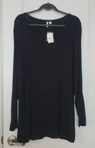 Cato Tunika Oberteil Damen Gr. 22/24 W schwarz Langarm Cut Out Details Stretch - Bild 1 von 12