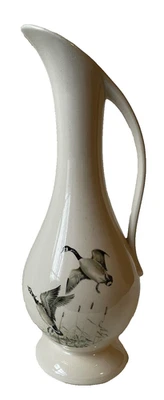 Jarrón/jarra Jish-White 1959 con gansos y faisán firmado Jish - de colección Foto 1 de 4
