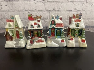 Hallmark Caroling Cottages Synchronized Xmas Music & Lights 2009 Set of 4 Tested - Picture 1 of 10