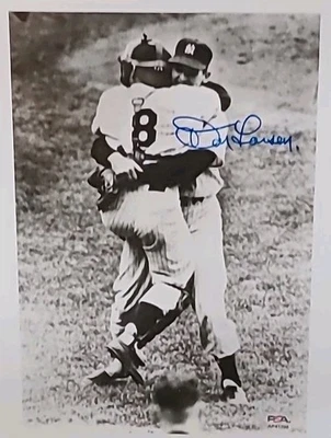 PSA/DNA Don Larsen signed 8x10 B&W Photo 1956 World Series Perfect Game w/Berra - Image 1 of 4
