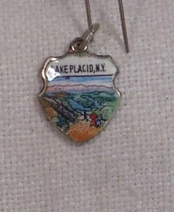 Vintage REU Sterling/Emaille Lake Placid, New York Scenic Armband Charm-NOS - Bild 1 von 2