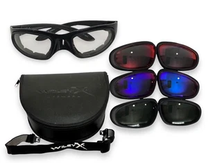 Wiley-X Ballistic Glasses Biker Goggles Z87-2 Padded Safety 3 Pair Lenses Case - Picture 1 of 9