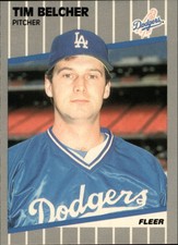 1989 Fleer Glossy Los Angeles Dodgers Baseball Card #54 Tim Belcher