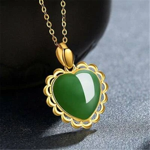 Kette Neu Anhänger Gold Damen Mädchen Halskette Herz Stein 925 Silber - Bild 1 von 3