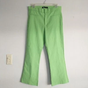 Pantalones Zara Mujer L Verde Tiro Alto Pierna Ancha Acampanados Bootcut Colorido Pantalones - Imagen 1 de 7