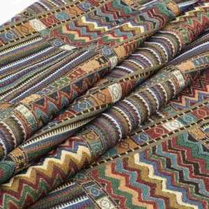 Vintage French Boho Checks Jacquard Tapestry Upholstery Decorator Fabric DIY New - Picture 1 of 8