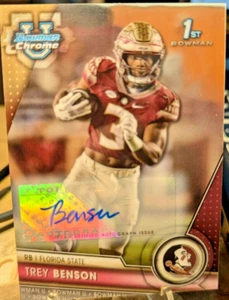 2022/23 Bowman Chrome U University TREY BENSON 1st RC Auto #5 - Picture 1 of 2