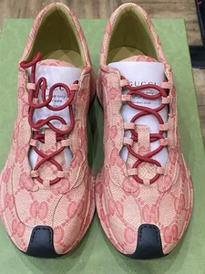 GUCCI Mens Ultralight Plume GG Sneakers | Beige Hibiscus Red | Men 8.5GG/9US - Picture 1 of 12