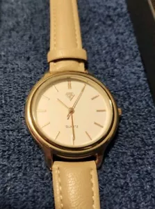 Ladies Quartz Watch, Stainless Steel Back, Tan Leather Band NEW In Box!!! (OF)? - Picture 1 of 11