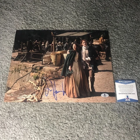 Sam Heughan Caitriona Balfe signed autograph 11x14 Photo Outlander PROOF BAS Cover