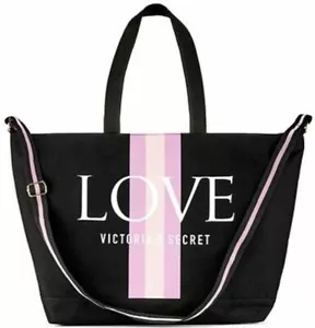 Victoria’s Secret Weekender Love Tote Bag Black White Lilac Brand New SEALED - Picture 1 of 1