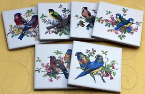 Piastrelle 10x10 con uccellini cantori in set da 6, decorazione uccellino cantore, opaco o lucido - Foto 1 di 3
