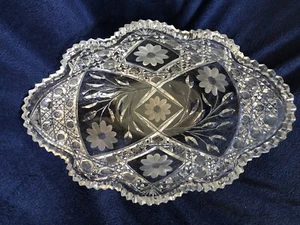 American Brilliant Period APB Heavy Harvard Cut Glass Antique Crystal Bowl - Picture 1 of 11