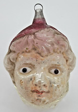 German Glass girl woman's head hat Glass Eyes Antique Vintage Ornament