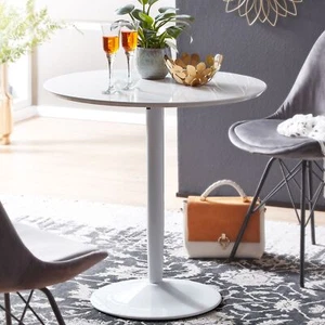 Esstisch FineBuy Esszimmertisch Rund 75x75x74cm Weiß Hochglanz Küchentisch Tisch - Bild 1 von 6