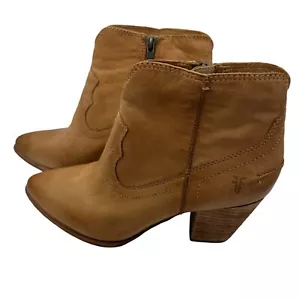 FRYE Reina Booties Brown Leather Western Ankle Boots Womens Size 7.5 M - Picture 1 of 10