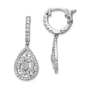 Sterling Silver Rhodium-plated Cubic Zirconia Teardrop Drop & Dangle Earrings - Picture 1 of 4