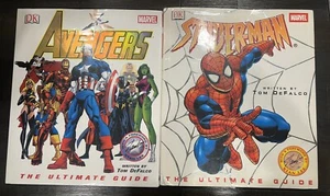 SPIDERMAN-AVENGERS THE ULTIMATE GUIDE MARVEL 12”x10.5” Lot Of 2 Hard Cover - Picture 1 of 4