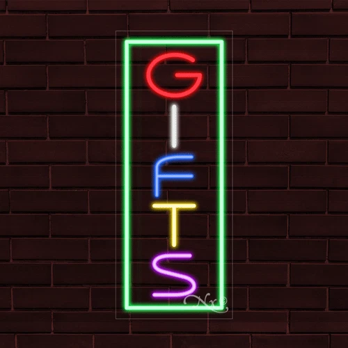 NEW "GIFTS" w/BORDER VERTICAL 30x12x1 INCH LED FLEX WINDOW INDOOR SIGN 30988 - Image 1 of 1