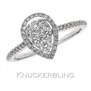 Diamond Pear Shape Halo Ring 0.50ct F VS Brilliant Cut set in 18ct White Gold - Picture 1 of 1