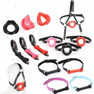 Bondage Silikon Lips Kopf Harness Mund Offen Knebel Bissen Knochen BDSM Cosplay - Bild 1 von 80