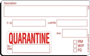 GMP S186 QUARANTÄNEETIKETTEN 4"" x 2,5"" - 1 Rolle (500 Etiketten) selbstklebend - Bild 1 von 4