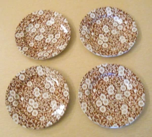 Crownford China Staffordshire England CALICO BROWN 4 piatti da dessert pane 6" - Foto 1 di 3