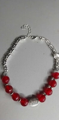 Chalzedon Armband, versilbert, massiv. Kugeln 10 mm. - Bild 1 von 2