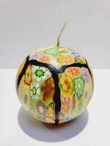 Large Round Millefiori Multicolor Candle New Unburned Decorative Original - Picture 1 of 4