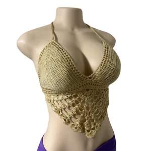 Hand-made Crochet Halter Tops (Brown) Knitting Tops Summer made in Thailand. - Picture 1 of 4