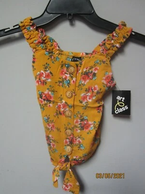 Art Class Youth Girls Golden Floral Sleeveless Top Size XS (4/5) - Image 1 of 3