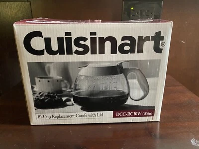 NEW Cuisinart DCC-RC10W 10cup Coffee Glass Replacement Carafe White Lid   - Image 1 of 4
