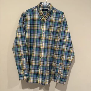 Ralph Lauren Long Sleeve Button Down Shirt Plaid Green Multi Color Pony Men’s XL - Picture 1 of 10