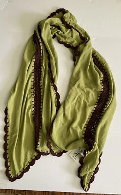Шарф мировой рынок надежном зеленый с коричневым крючком новый с Ярлыками богемное фестиваль йога коттедж - Изображение 1 из 4