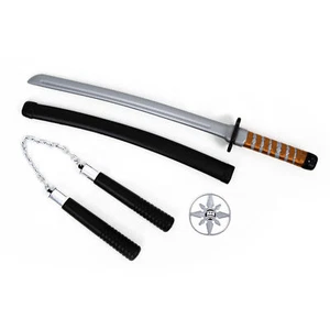 TOY KATANA SWORD AND NUNCHUCKS SET NINJA FANCY DRESS COSTUME ACCESSORY SAMAURAI - Picture 1 of 7