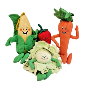 4 Gemüseplüsch - Vintage Punze Mais, Karotte, Gewürz, Salat - Bild 1 von 9