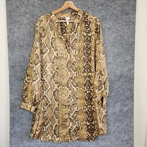 H&M Blouse Size 16 Snake Print Long Sleeve Button Front Office Lightweight Top - Picture 1 of 9
