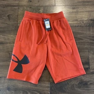Under Armour Men's Black/Red Fleece White Logo 10" Training Sweat Shorts Sz.S - Picture 1 of 5