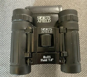 SPORTS AFIELD Black 8X21 Field 7.0 Mini Compact Binoculars w/ Case - Picture 1 of 5