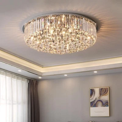 LED Crystal Ceiling Lamp Round Chandelier Hallway Living Room Bedroom Lighting - Image 1 of 4