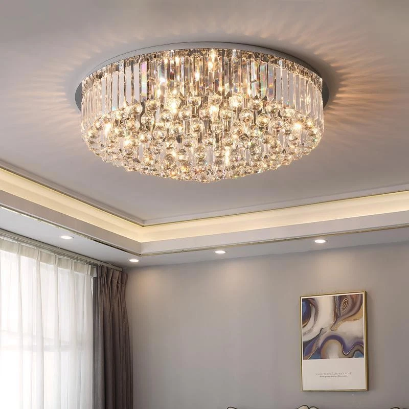 LED Crystal Ceiling Lamp Round Chandelier Hallway Living Room Bedroom Lighting - Image 1 of 4