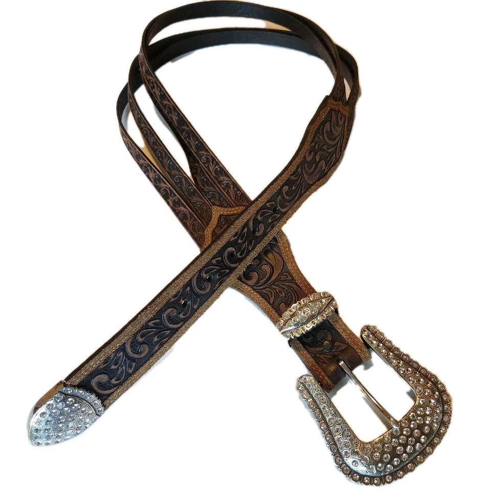 Cinturón Tony Lama Cuero Estrás Mujer 36 Ancho Western Rodeo Vaquero Vaquera Foto 1 de 4