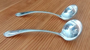 Pair Antique Sauce Ladles Walker & Hall | A1 Silver Plated | 1920 | Engraved "C" - Picture 1 of 5